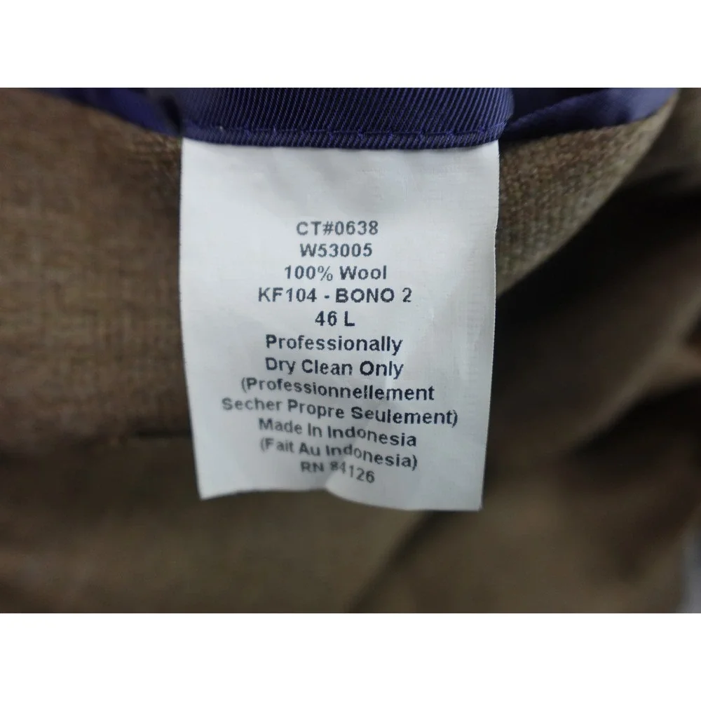 Kroon Sport Coat Mens 46L Brown Good 100% Wool Bono 2 Two Button Blazer